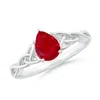 Angara Pear-shaped Ruby Celtic Knot Engagement Ring In White Gold/medium Red
