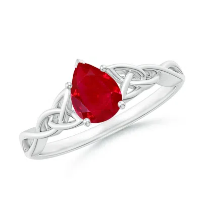 Angara Pear-shaped Ruby Celtic Knot Engagement Ring In Red