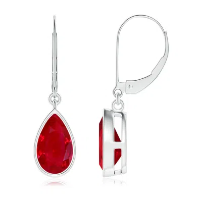 Angara Pear-shaped Ruby Leverback Drop Earrings In Red