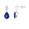Angara Pear-shaped Solitaire Tanzanite Drop Earrings With Diamonds In White Gold/rich Violet Blue