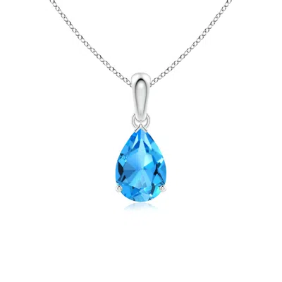 Angara Pear-shaped Swiss Blue Topaz Solitaire Pendant