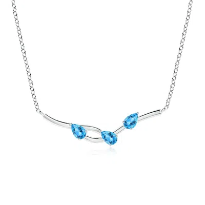 Angara Pear-shaped Swiss Blue Topaz Tree Branch Pendant