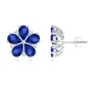 Angara Pear-shaped Tanzanite And Diamond Flower Stud Earrings In White Gold/rich Violet Blue