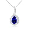 Angara Pear-shaped Tanzanite And Diamond Loop Pendant In White Gold/deep Rich Violet Blue