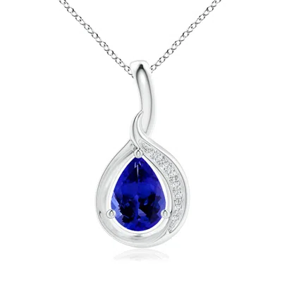 Angara Pear-shaped Tanzanite And Diamond Loop Pendant In Metallic