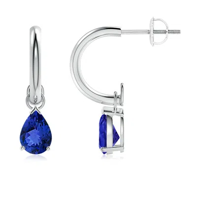 Angara Pear-shaped Tanzanite Drop Earrings With Screw Back In Blue