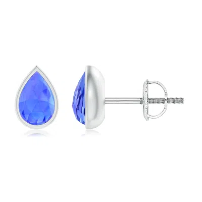 Angara Pear-shaped Tanzanite Solitaire Stud Earrings In Blue