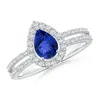Angara Pear Tanzanite And Diamond Halo Split Shank Ring