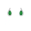 Angara Pear Tsavorite Earrings With Diamond Swirl Frame In White Gold/bright Deep Green