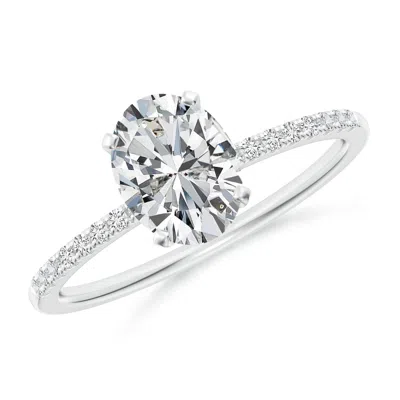 Angara Peg Head Oval Diamond Classic Engagement Ring In Metallic
