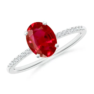 Angara Peg Head Oval Ruby Classic Engagement Ring In Metallic