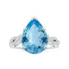 Angara Peg-set Gia Certified Pear-shaped Aquamarine Ring With Diamond Twist Shank In White Gold/swiss Blue