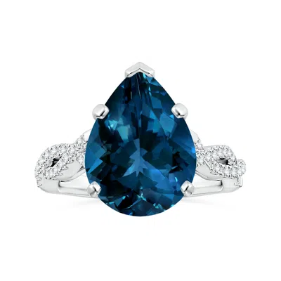 Angara Peg-set Gia Certified Pear-shaped London Blue Topaz Twisted Shank Ring