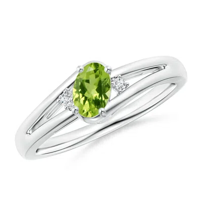 Angara Peridot And Diamond Split Shank Ring In Metallic