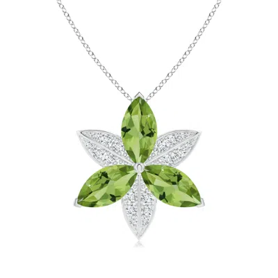 Angara Peridot And Diamond Trillium Flower Pendant In Metallic