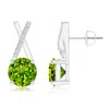 Angara Peridot And Diamond Xo Stud Earrings In White Gold/green