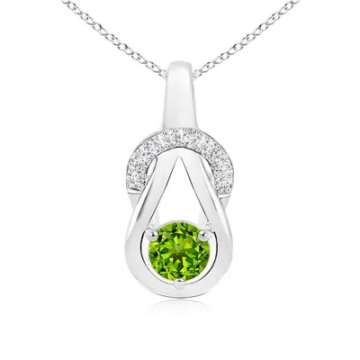 Angara Peridot Infinity Knot Pendant With Diamonds In Metallic