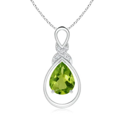 Angara Peridot Infinity Pendant With Diamond 'x' Motif In Metallic