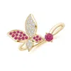 Angara Pink Sapphire And Diamond Butterfly Bypass Ring In Yellow Gold/rich Pink