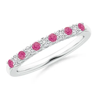 Angara Pink Sapphire And Diamond Half Eternity Wedding Ring