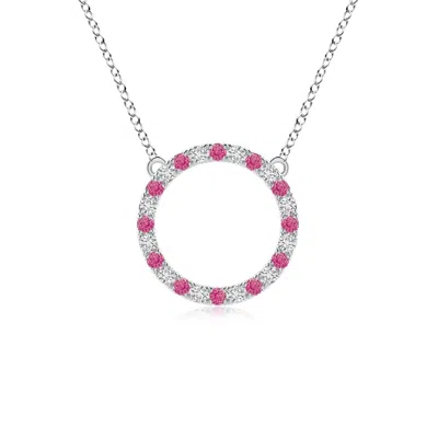 Angara Pink Sapphire And Diamond Open Circle Eternity Pendant In Metallic
