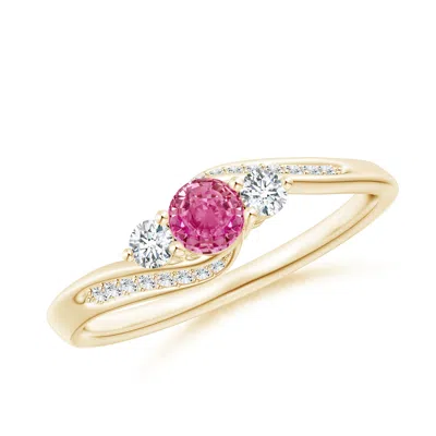 Angara Pink Sapphire And Diamond Three Stone Bypass Ring