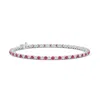 Angara Pink Sapphire And Illusion Diamond Tennis Bracelet In White Gold/rich Pink