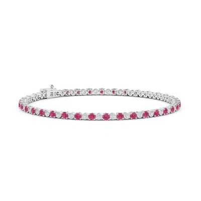 Angara Pink Sapphire And Illusion Diamond Tennis Bracelet In Metallic