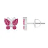 Angara Pink Sapphire Butterfly Stud Earrings With Diamond In White Gold/rich Pink