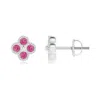 Angara Pink Sapphire Four Leaf Clover Earrings With Beaded Edges In White Gold/medium Pink
