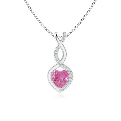 Angara Pink Sapphire Infinity Heart Pendant With Diamonds In Metallic