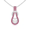Angara Pink Sapphire Infinity Knot Pendant With Puffed Heart In Platinum/rich Pink