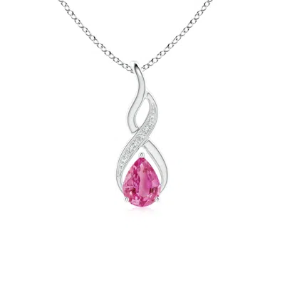 Angara Pink Sapphire Infinity Swirl Pendant With Diamonds In Metallic