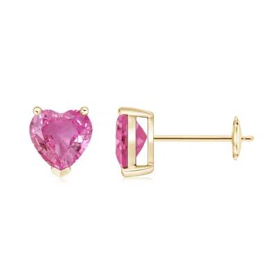 Angara Pink Sapphire Solitaire Heart Stud Earrings In Purple