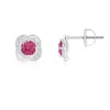 Angara Pink Sapphire Solitaire Knot Stud Earrings In White Gold/rich Pink