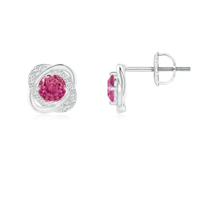 Angara Pink Sapphire Solitaire Knot Stud Earrings In Metallic
