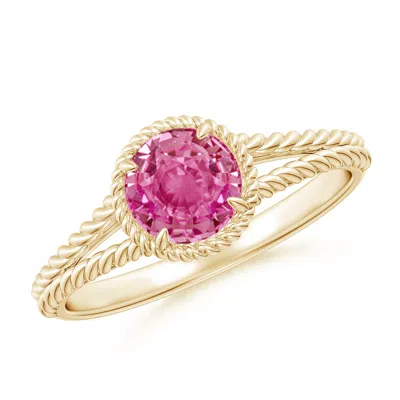 Angara Pink Sapphire Twist Rope Split Shank Ring