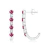 Angara Pink Tourmaline And Diamond J-hoop Earrings In White Gold/rich Pink