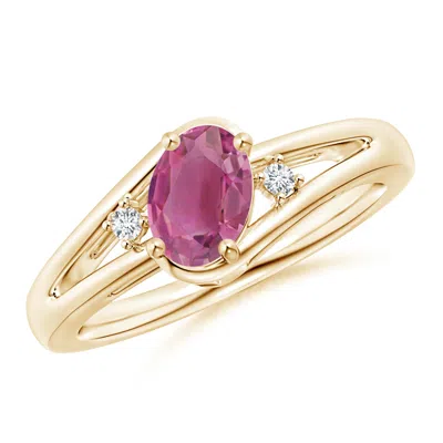 Angara Pink Tourmaline And Diamond Split Shank Ring