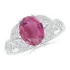 Angara Pink Tourmaline And Diamond Trillium Petal Flower Ring In White Gold/medium Pink