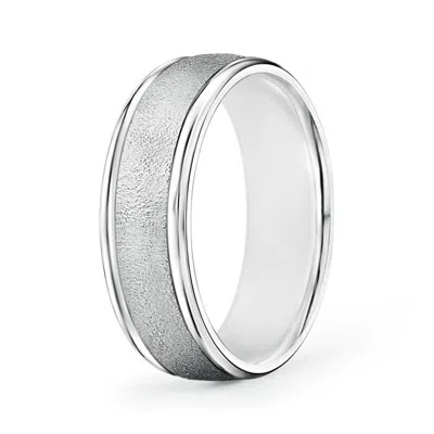 Angara Polished Edges Wired Finish Comfort Fit Wedding Band In White Gold