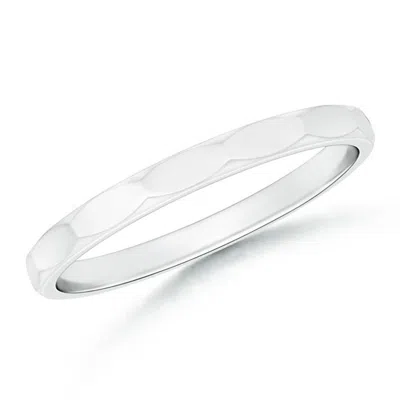 Angara Polished Faceted Surface Classic Women's Wedding Band In Silver