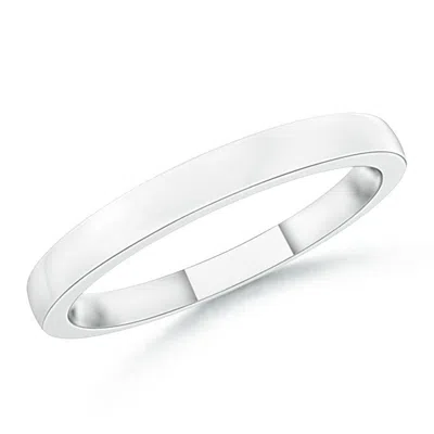Angara Polished Flat Surface Dome Wedding Band For Her In White