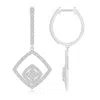 Angara Pressure-set Diamond Cluster Cushion Halo Dangle Earrings