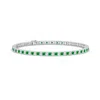 Angara Princess-cut Diamond And Emerald Tennis Bracelet In White Gold/rich Medium Green