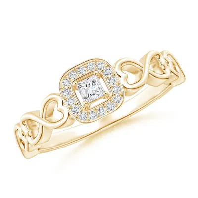 Angara Princess-cut Diamond Cushion Halo Promise Ring With Infinity Heart-motifs In Gold