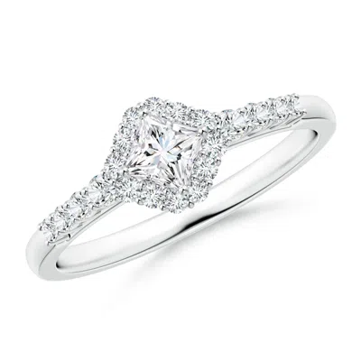 Angara Princess-cut Diamond Halo Ring With Accents In Metallic