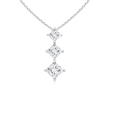 Angara Princess-cut Diamond Three Stone Pendant In Metallic