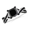 Angara Princess-cut Enhanced Black Diamond Crossover Engagement Ring In White Gold/black