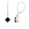 Angara Princess-cut Enhanced Black Diamond Leverback Earrings In White Gold/black